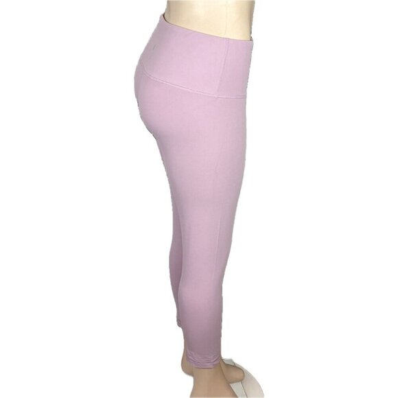 Yogalicious L Pink Mauve High Waisted Nude Tech Stretch Capri Active Legging - Picture 3 of 6